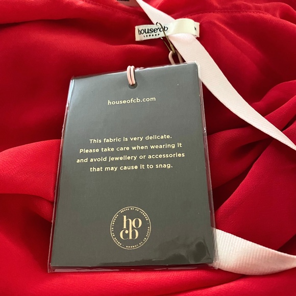 NEW House of CB Ariela Ruffle Maxi Dress Red Rose Cherry Medium - Picture 16 of 17